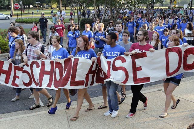 Students protest campus 'segregation' at the University of Alabama on Wednesday