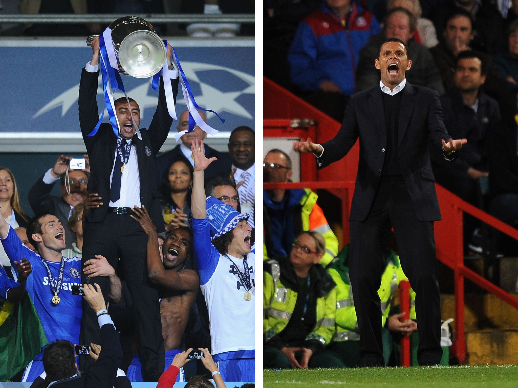Former Chelsea duo Roberto Di Matteo (L) and Gus Poyet (R) are the front-runners to take over