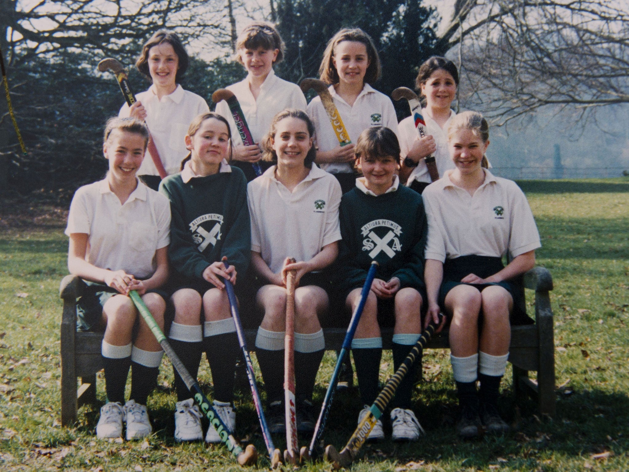 Kate Middleton (front row, centre) in a hockey team during her time at St Andrew's School in Berkshire