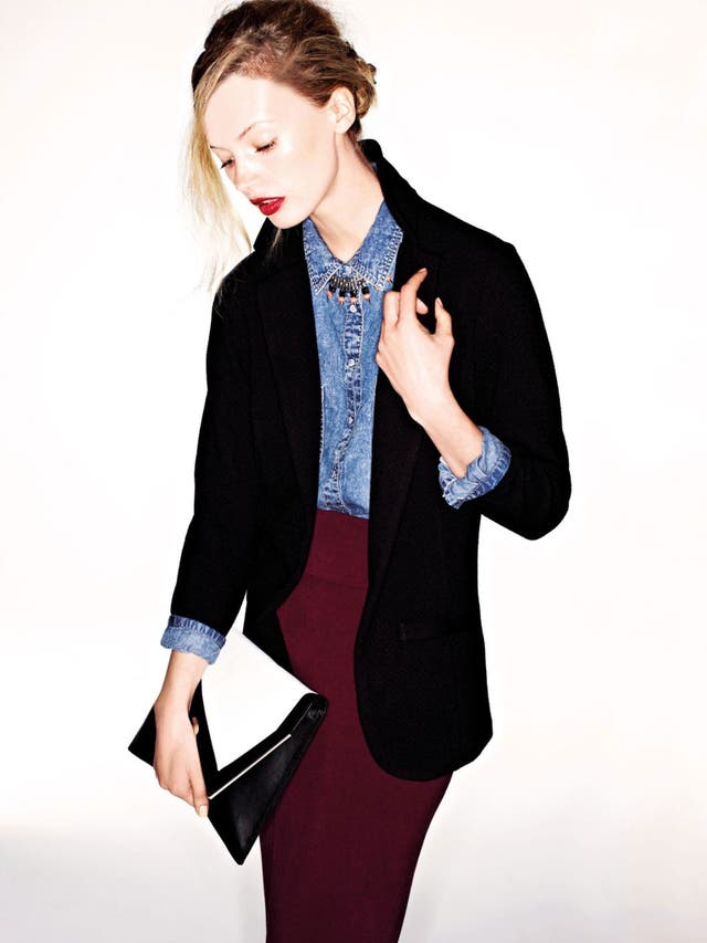 Dressed to impress: model wears blazer £18, shirt £12, skirt £10 all matalan.co.uk