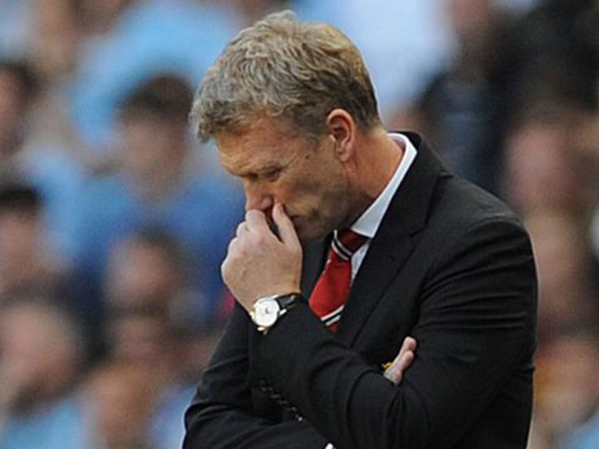 David Moyes ponders a trying afternoon at the Etihad