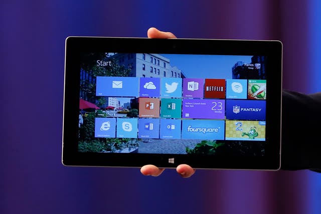 2013Microsoft's Surface 2 is seen during the launch of their Surface 2 tablets in New York September 23, 2013.