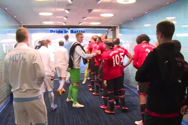 Manchester City tunnel cam before their derby match with Manchester United