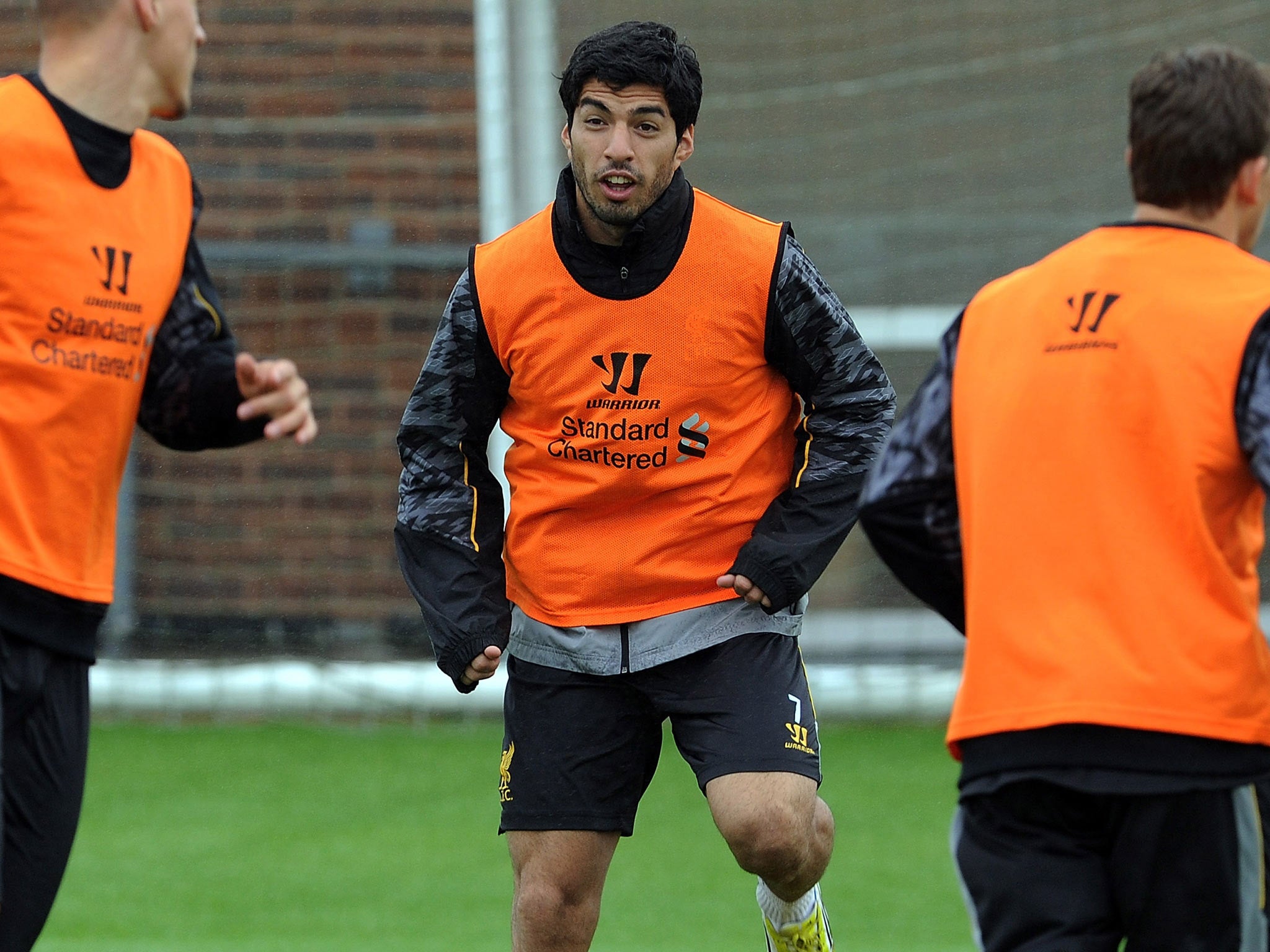 Luis Suarez in training with Liverpool
