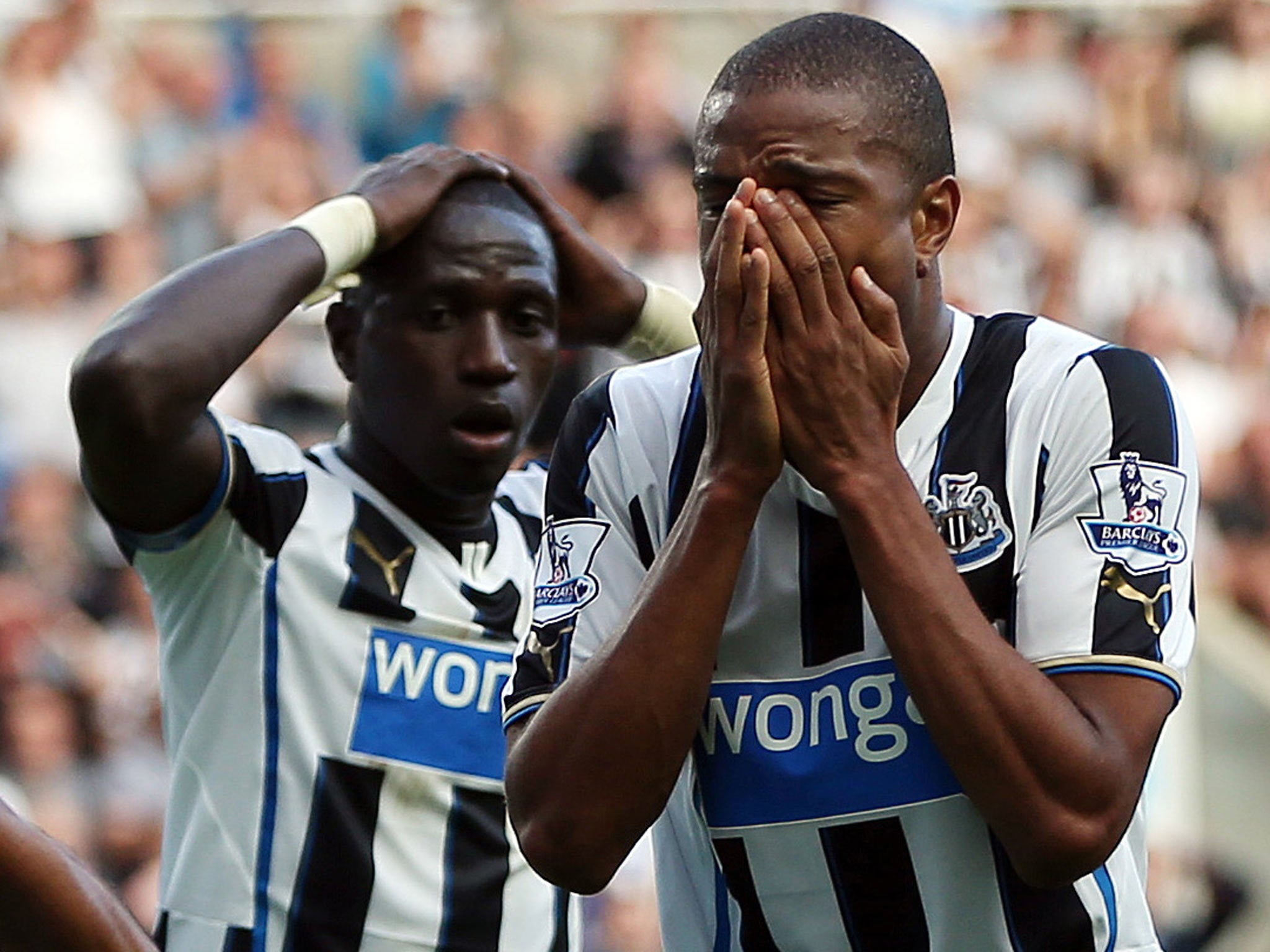 Moussa Sissoko and Loic Remy of Newcastle
