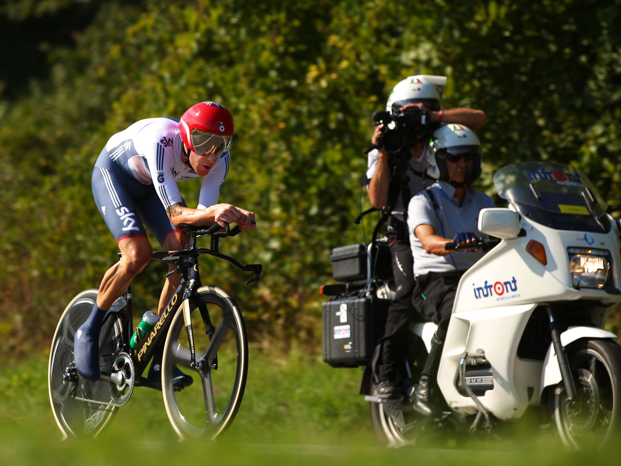 Sir Bradley Wiggins in action during the time trial
