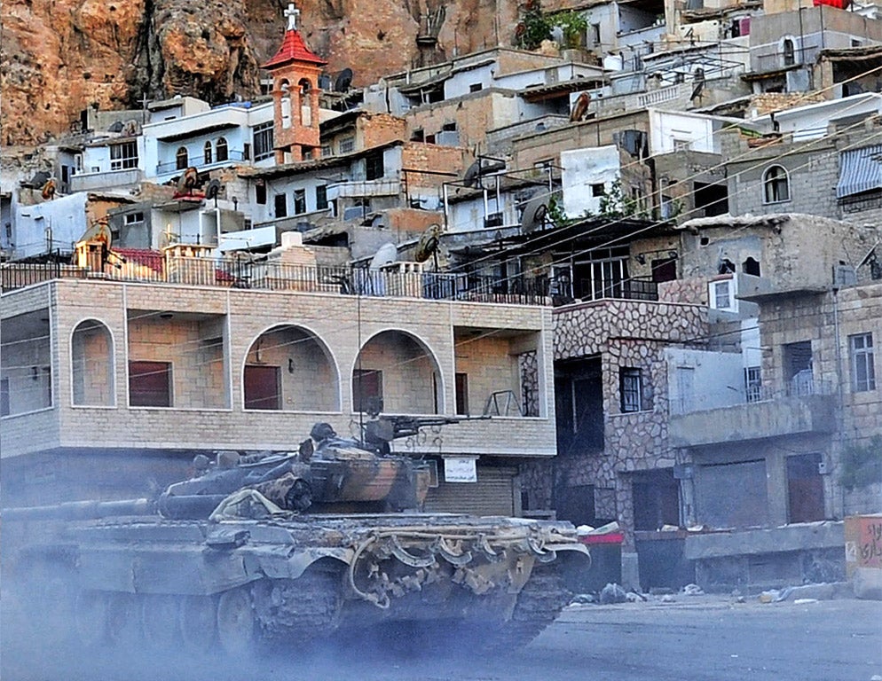 A Syrian army tank during the operation to retake Maaloula earlier this month
