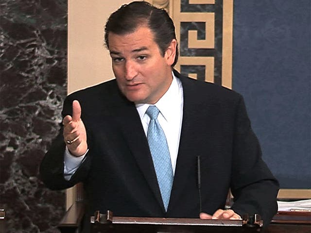 Texas Senator Ted Cruz during his speech