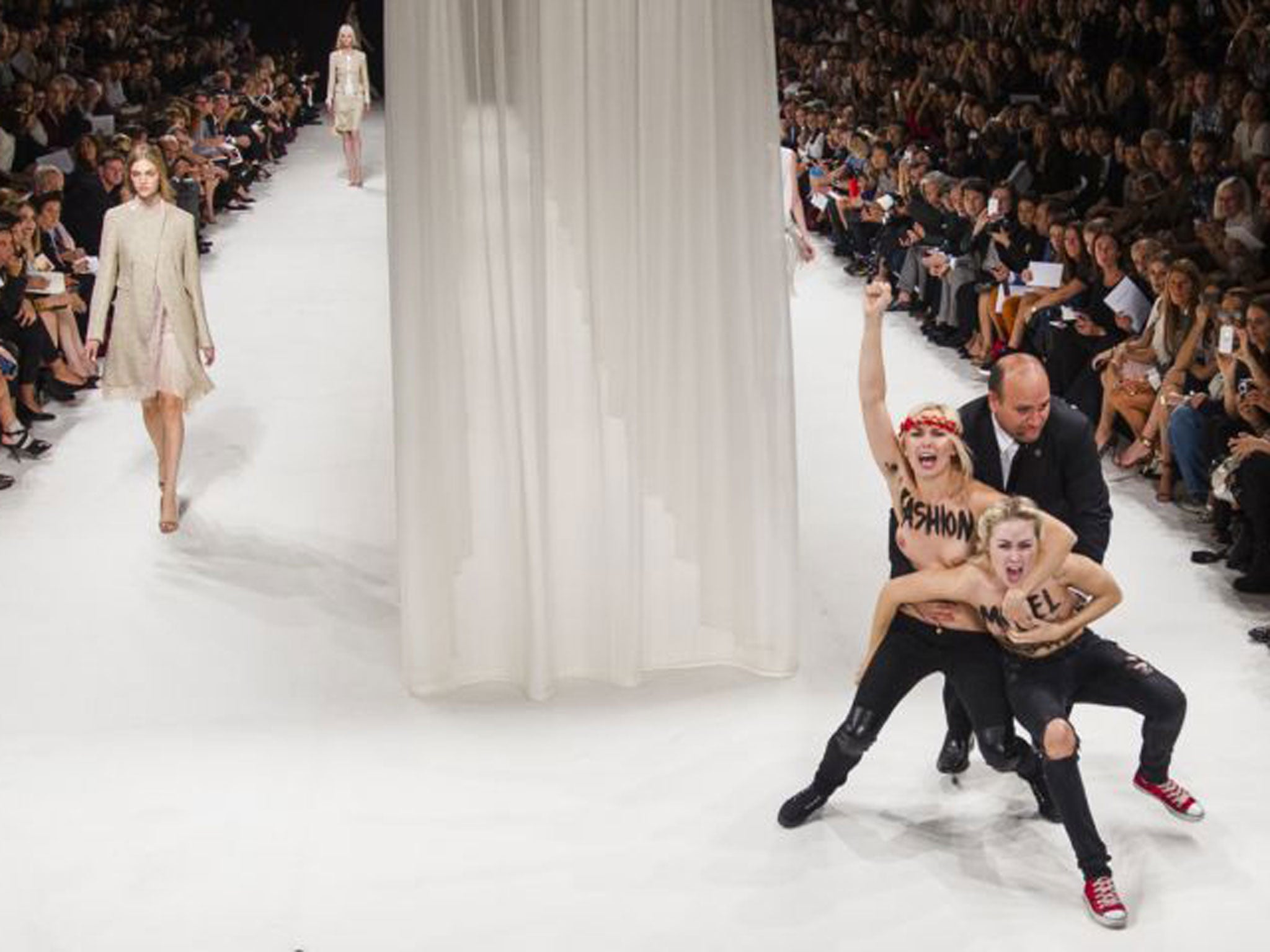 Topless feminist activists gatecrashed Nina Ricci’s show