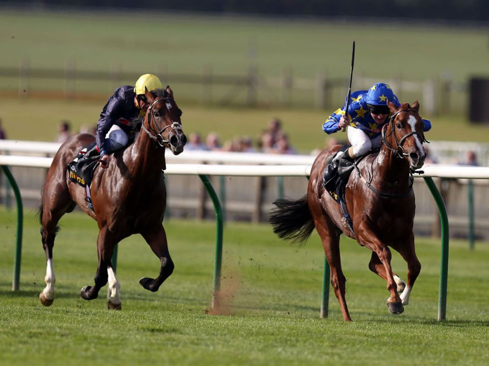 Liam Keniry rides Miracle of Medinah to victory in the Somerville Tattersall Stakes at Newmarket yesterday