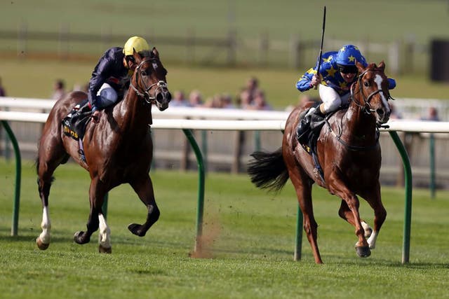 Liam Keniry rides Miracle of Medinah to victory in the Somerville Tattersall Stakes at Newmarket yesterday