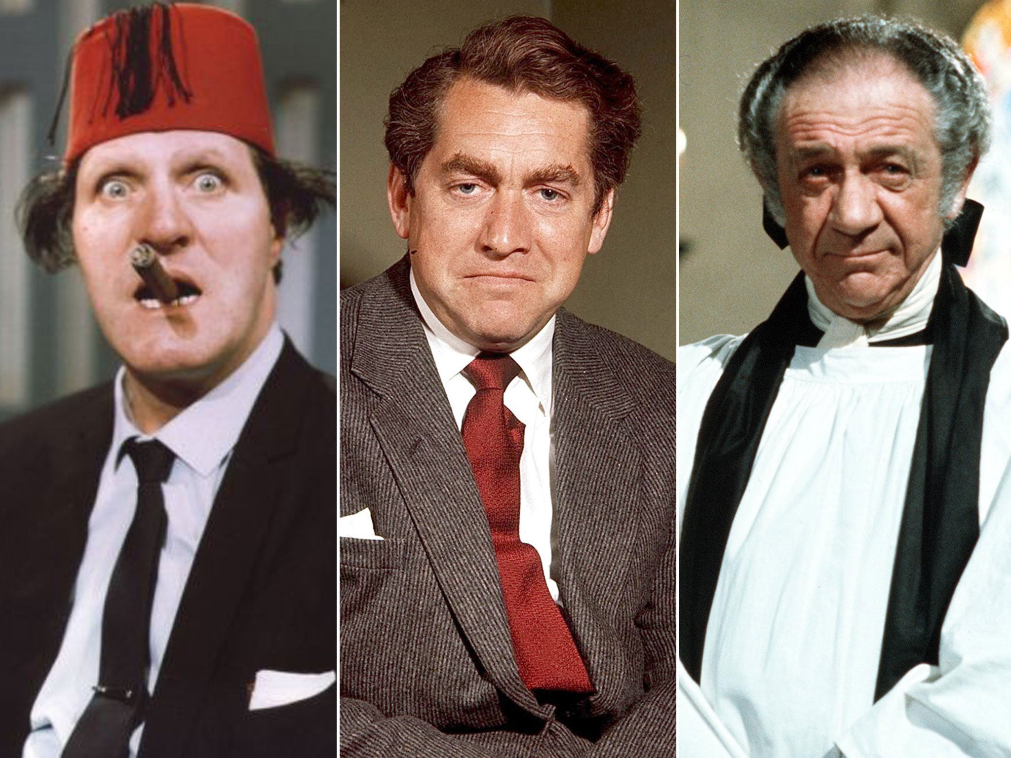 From left: Tommy Cooper, Tony Hancock and Sid James