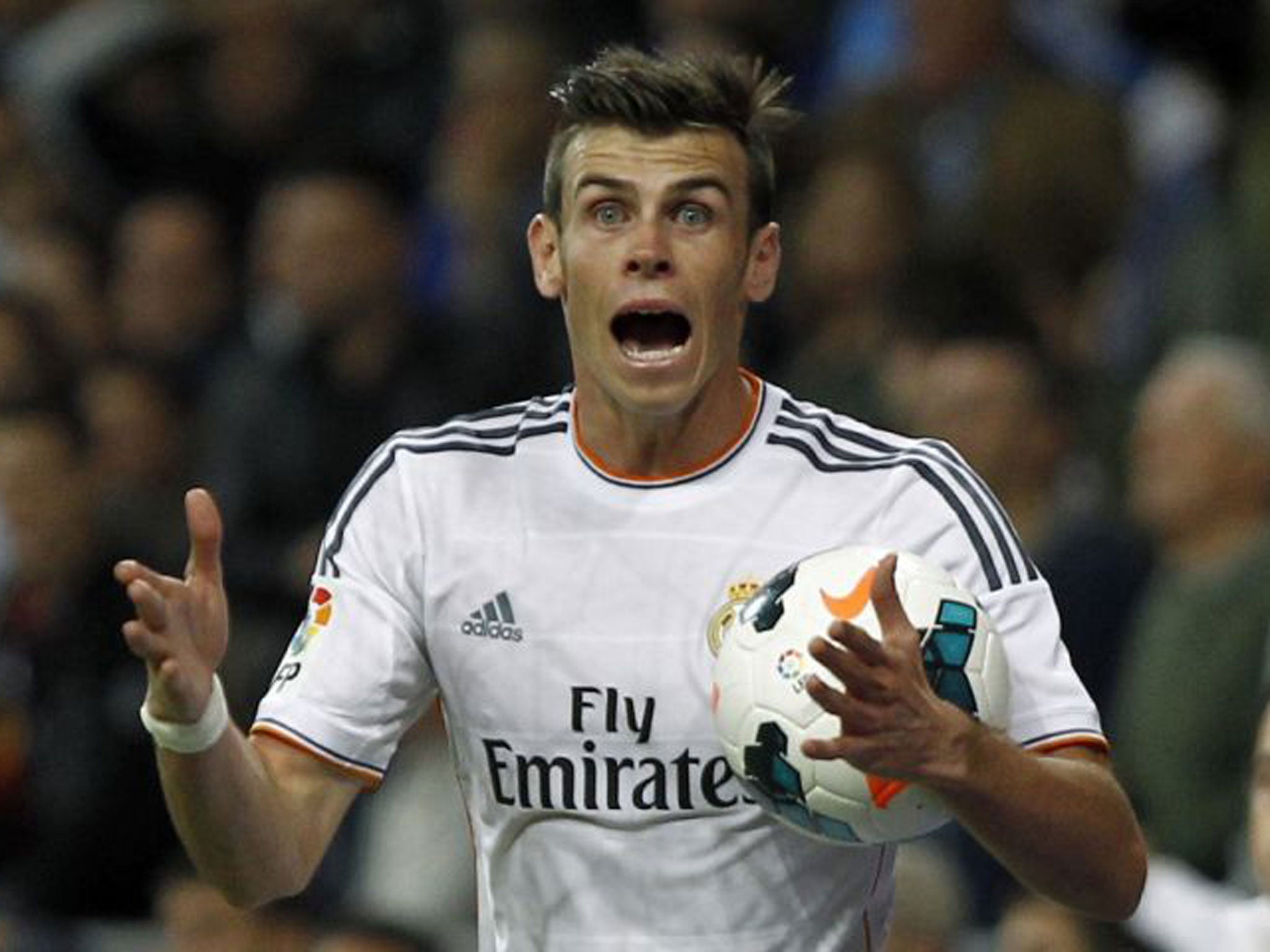 Gareth Bale looks on in frustration during Real Madrid's 1-0 derby defeat by Atletico at the Bernabeu on Saturday