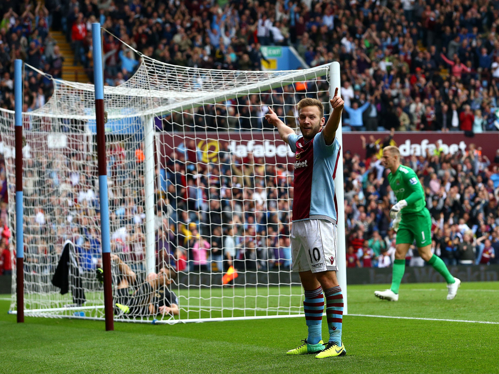 Andreas Weimann celebrates scoring Aston Villa’s winner