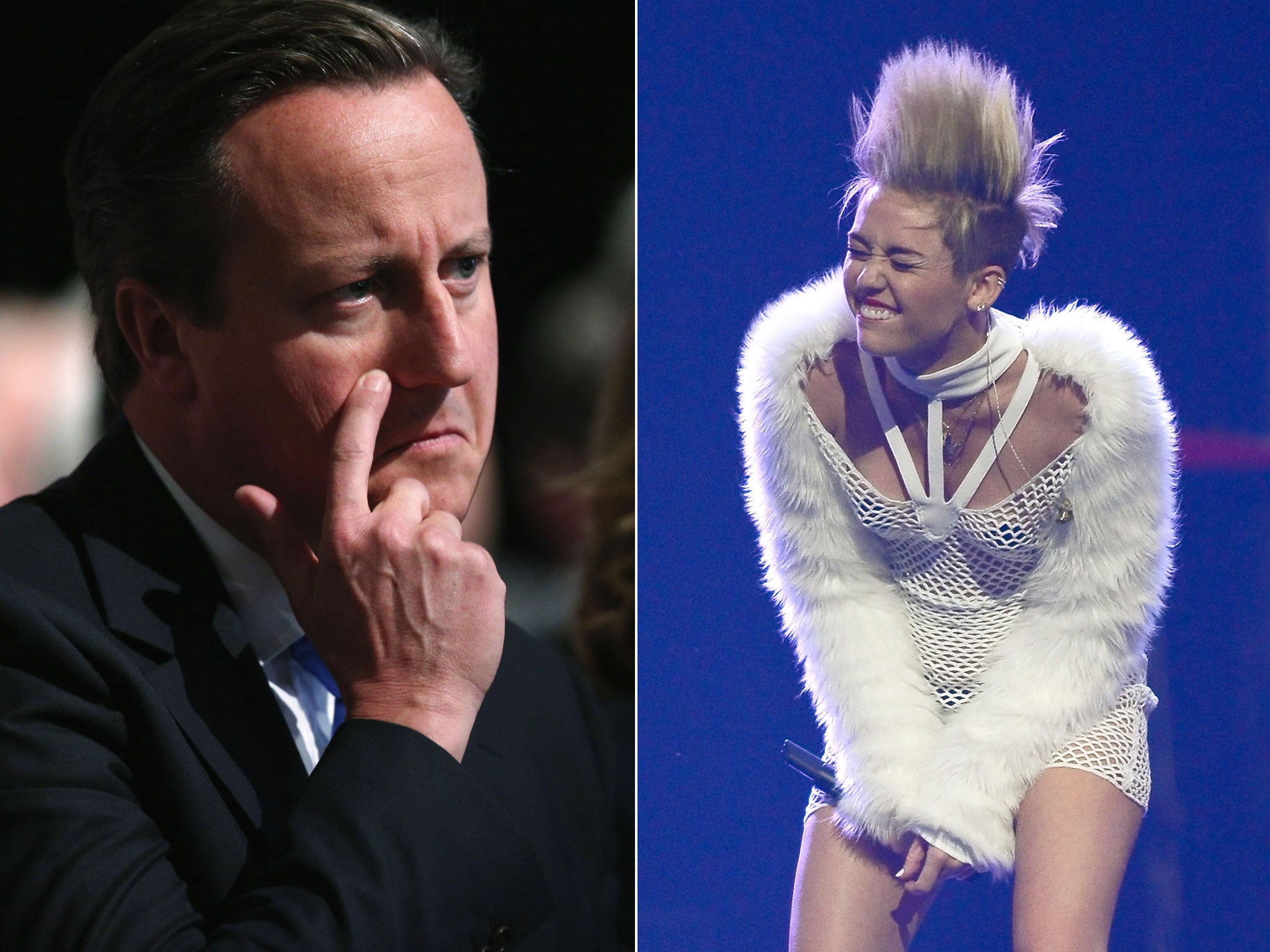 David Cameron isn't best pleased with Miley Cyrus
