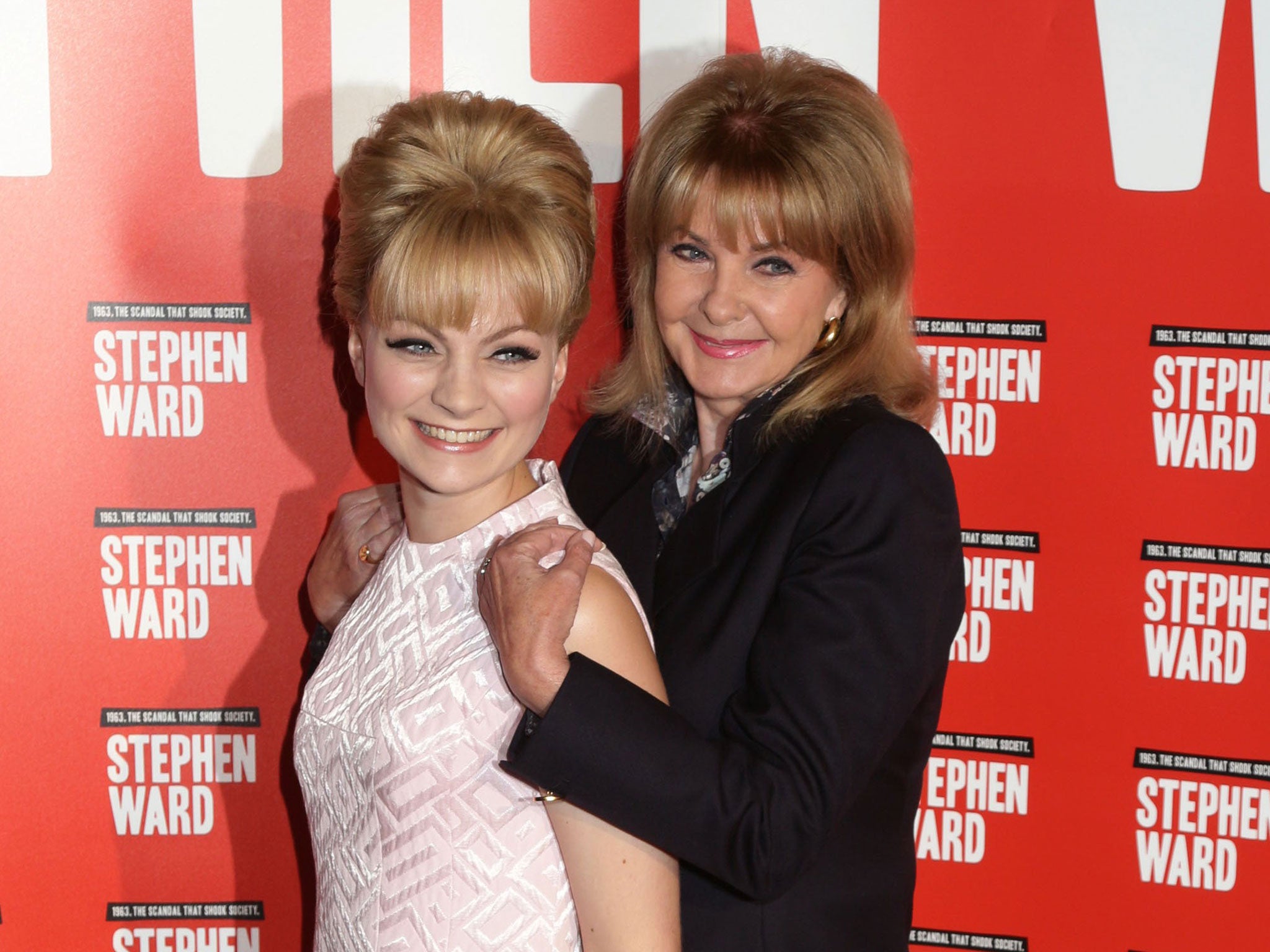 Mandy Rice Davies (right) with Charlotte Blackledge (left), who plays Mandy Rice Davies in the musical