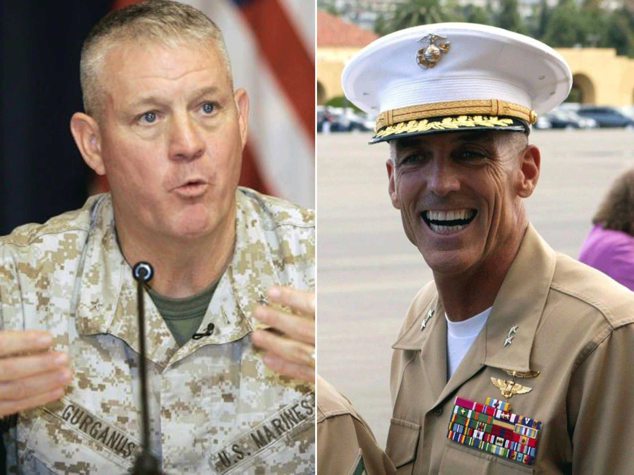 Major General Charles M. Gurganus (left) and Major General Gregg A. Sturdevant (right) were found not to have taken 'adequate' measures to defend a military base from Taliban attack