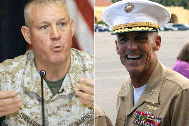 Major General Charles M. Gurganus (left) and Major General Gregg A. Sturdevant (right) were found not to have taken 'adequate' measures to defend a military base from Taliban attack