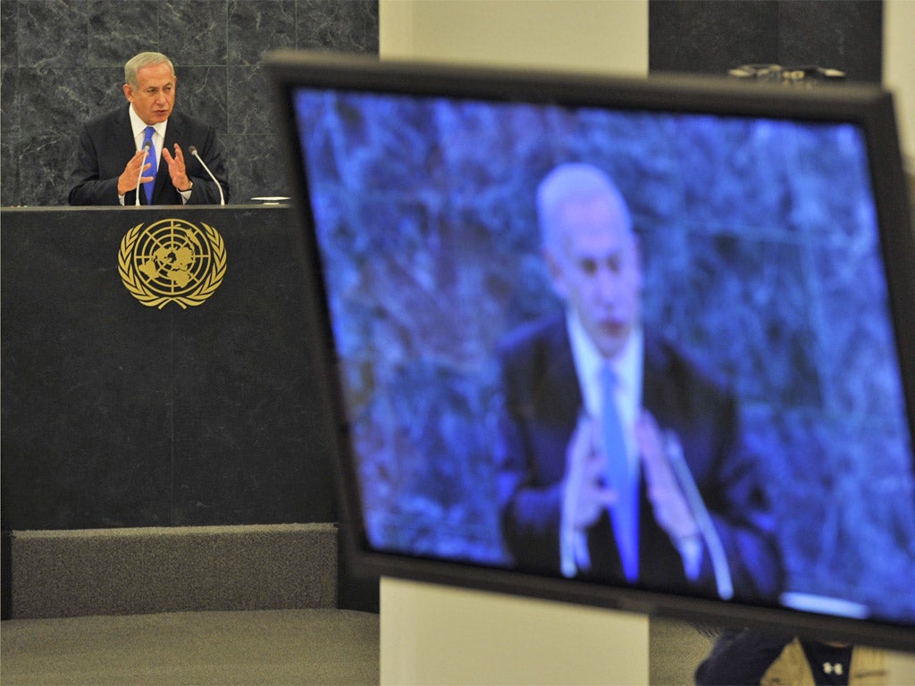 Benjamin Netanyahu speaks at the United Nations General Assembly