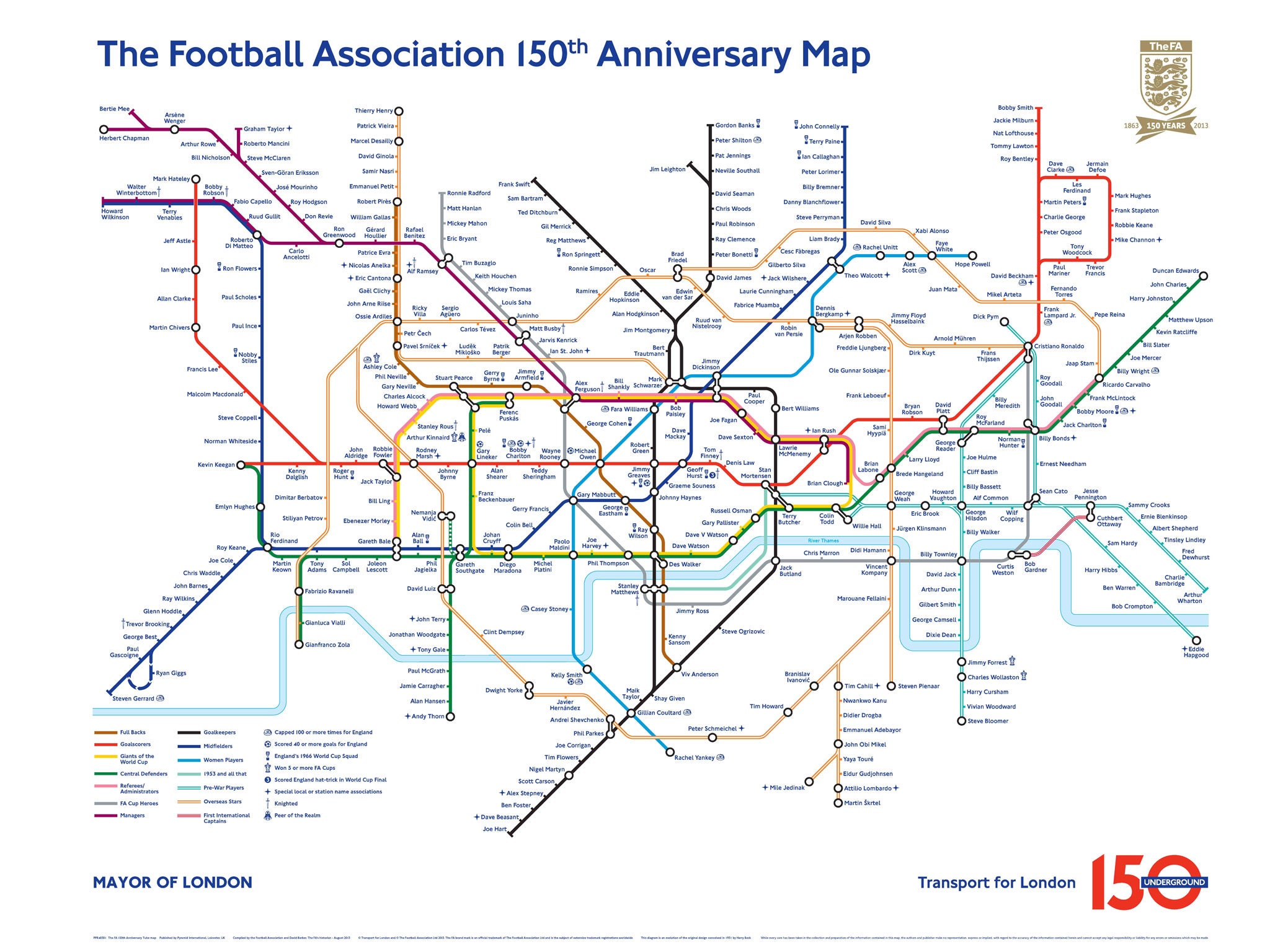 The altered Tube map to commemorate the 150th anniversary of the Football Association and the London Underground