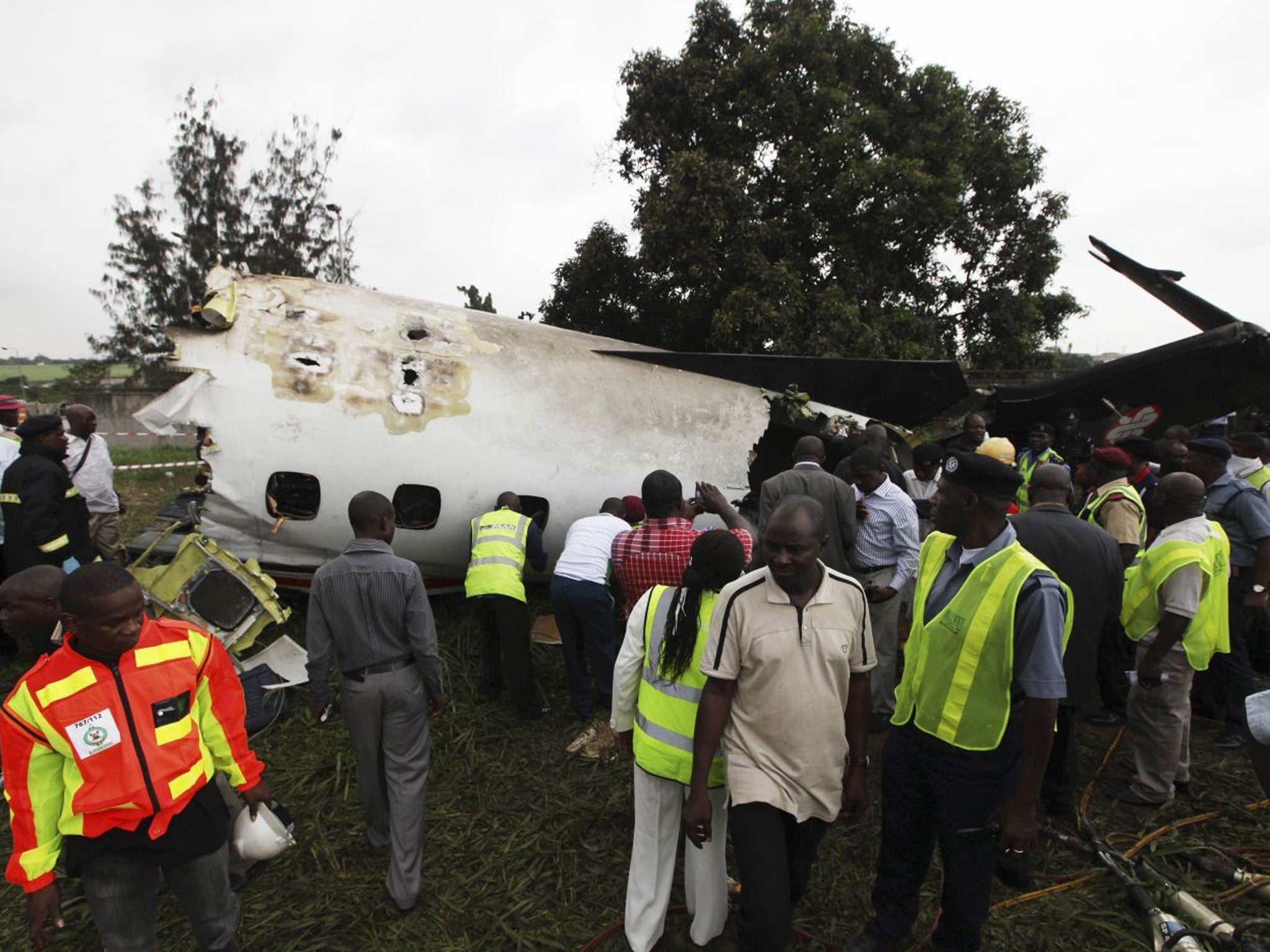 The Embraer passenger plane crashed just outside Lagos airport's domestic terminal this morning