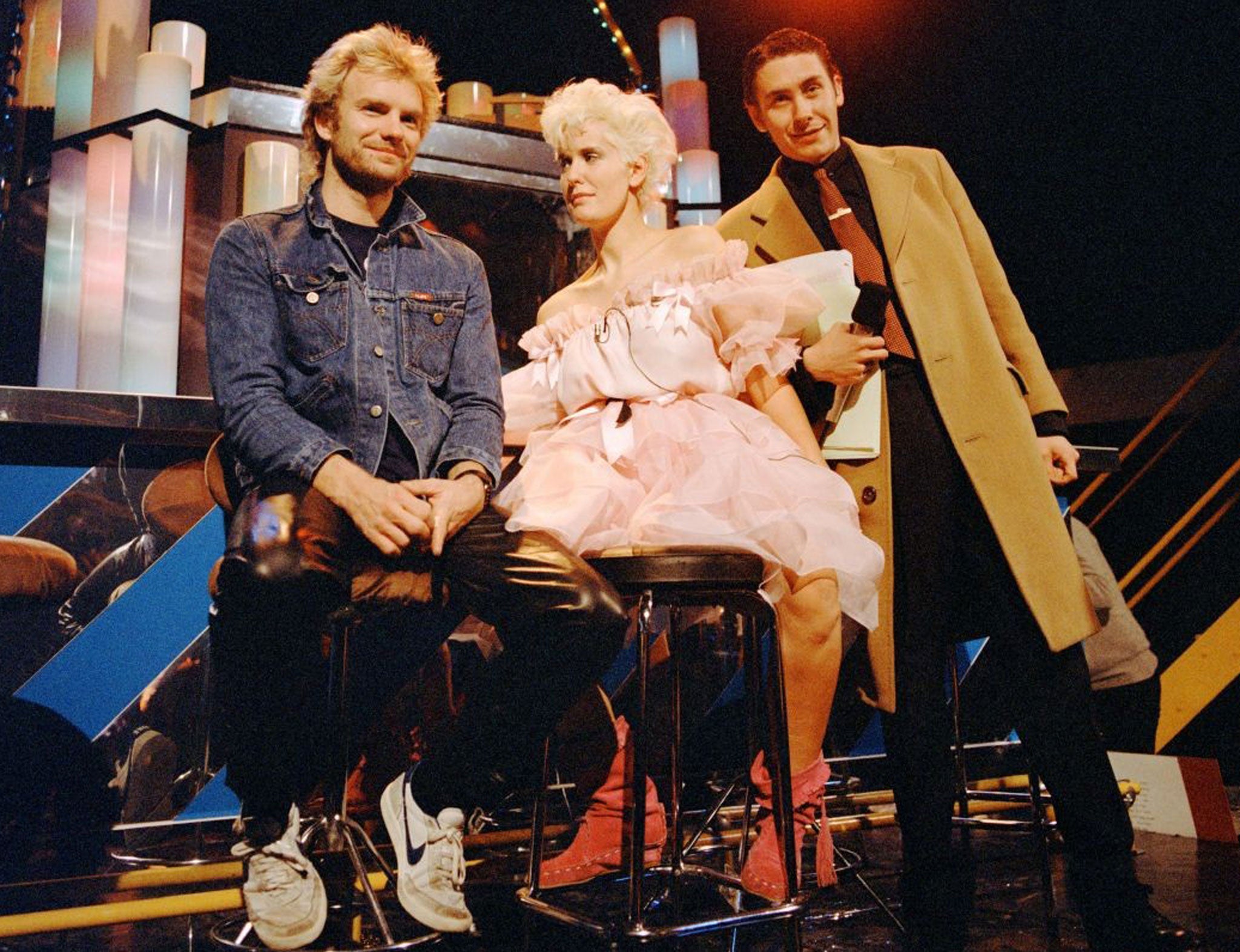 Loadsatalent:  Sting, Paula Yates and Jools Holland on the set of ‘The Tube’
