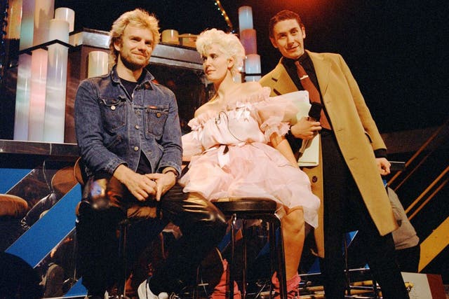 Loadsatalent:  Sting, Paula Yates and Jools Holland on the set of ‘The Tube’