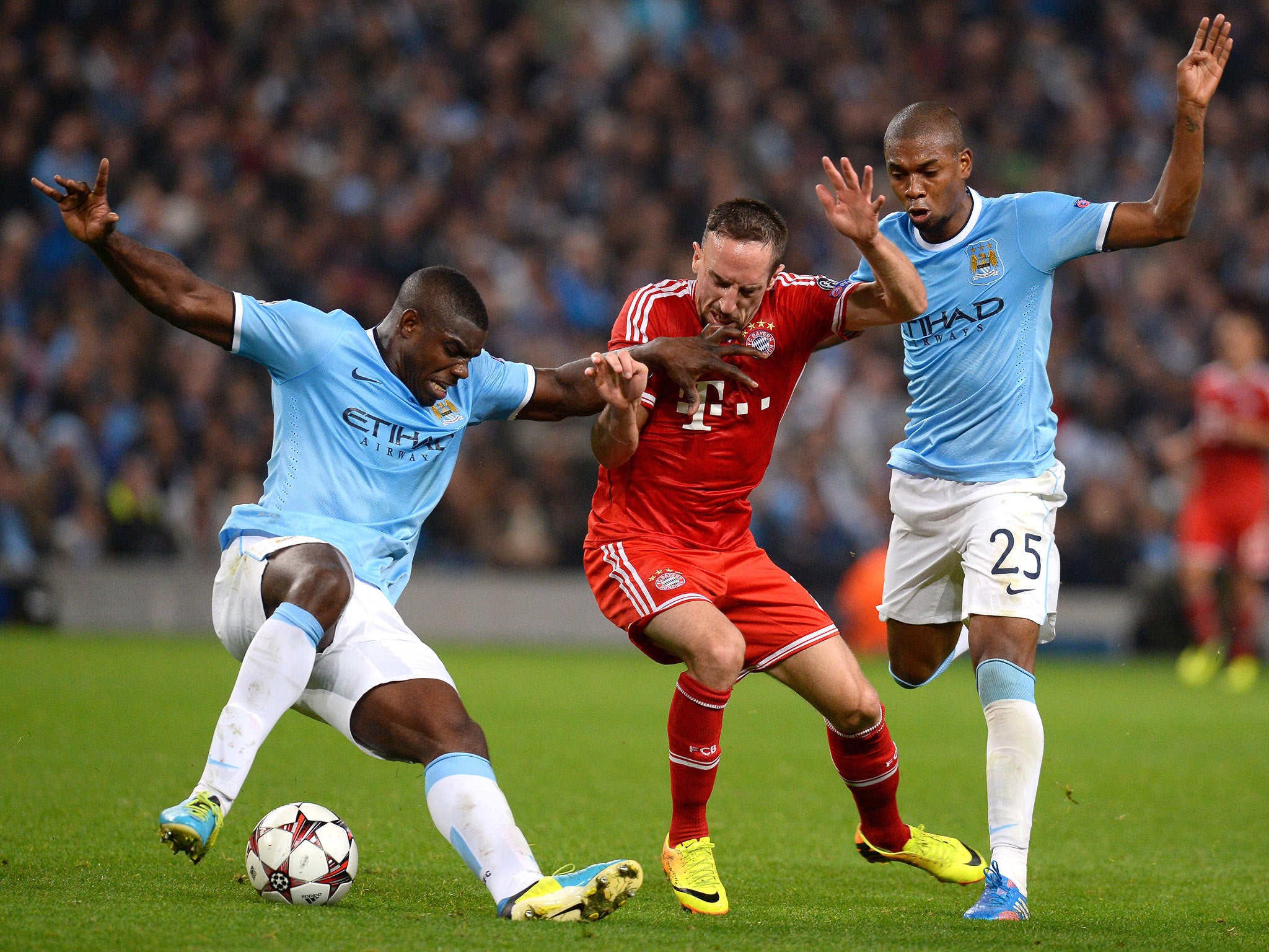 Micah Richards up against Franck Ribery in the Champions League