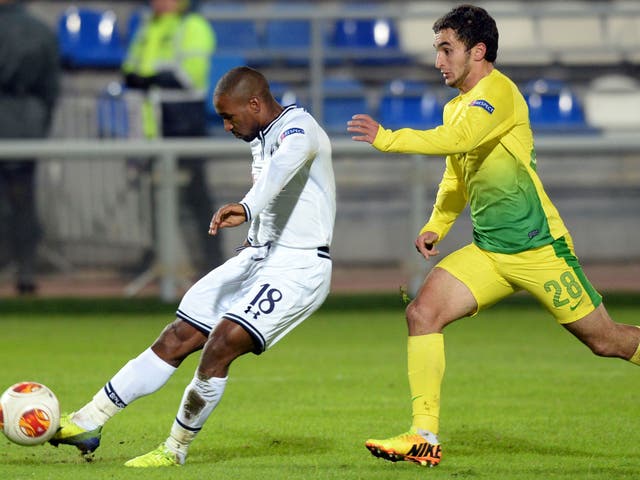 Jermain Defoe scores the opener for Spurs – his seventh goal in just four starts this season 