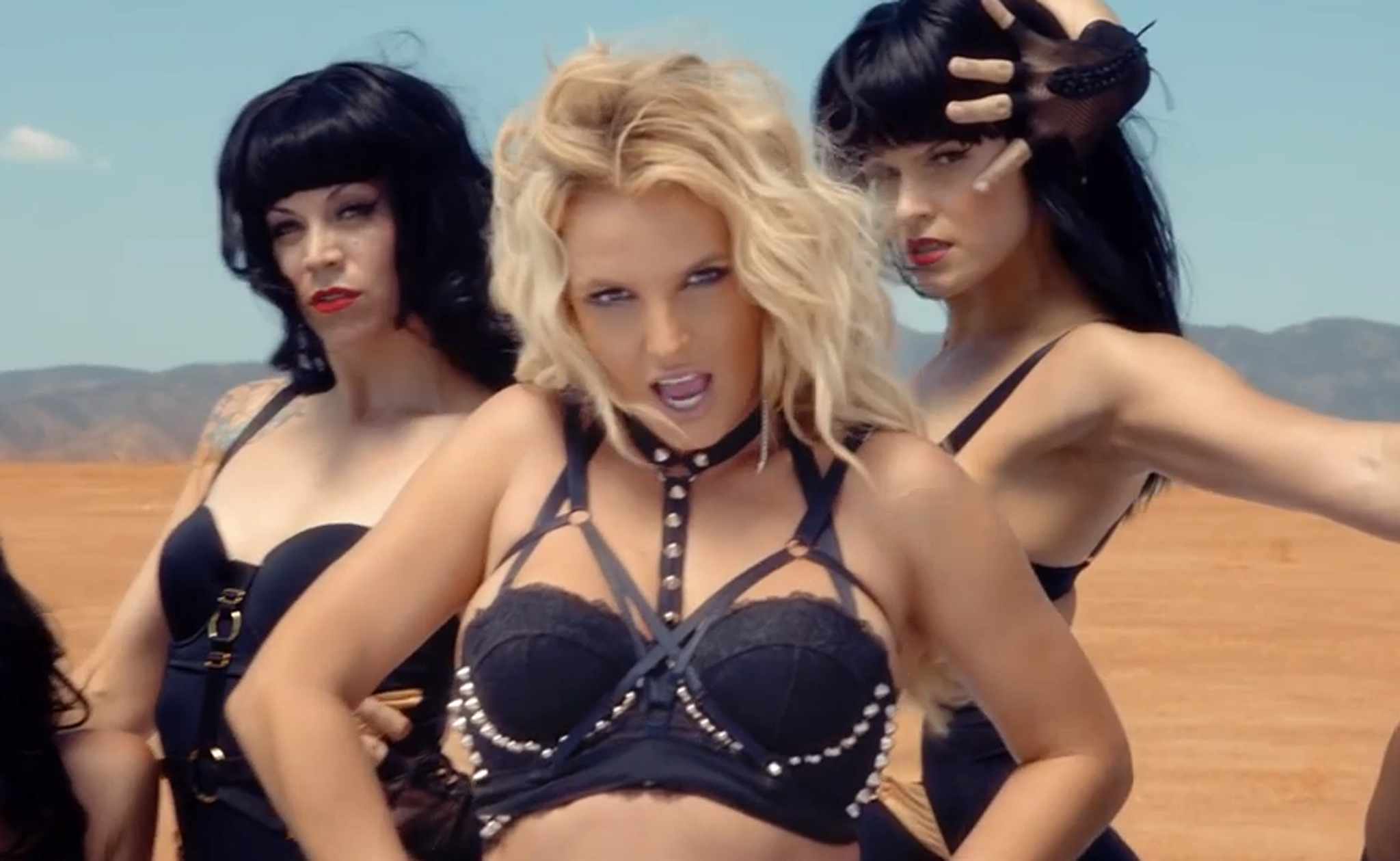 Britney Spears in her music video for "Work B***c"