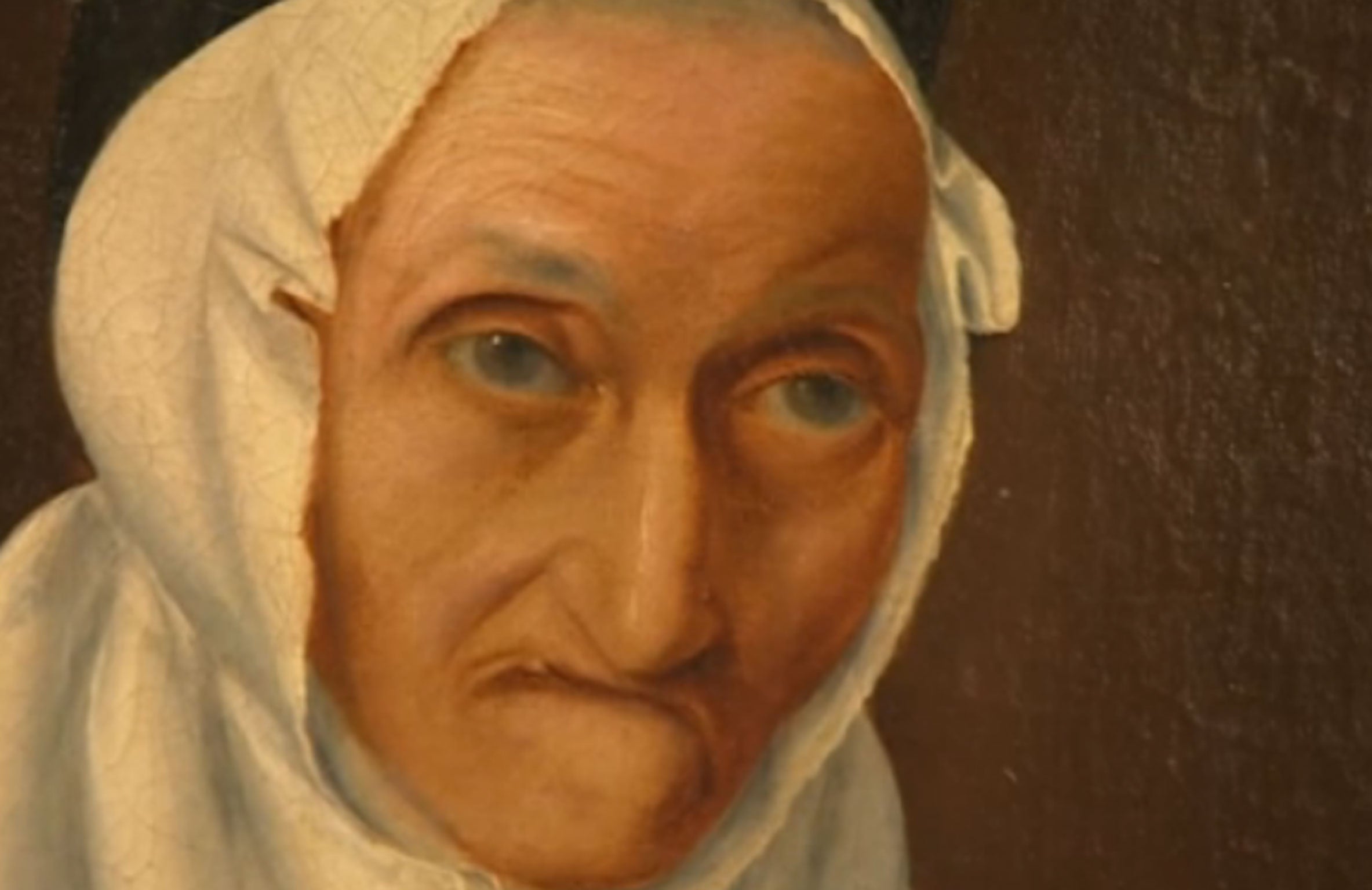 An elderly Winchester couple have been left baffled after 300-year-old portrait of a "ugly" woman in a white headscarf was posted to them with no explanation.