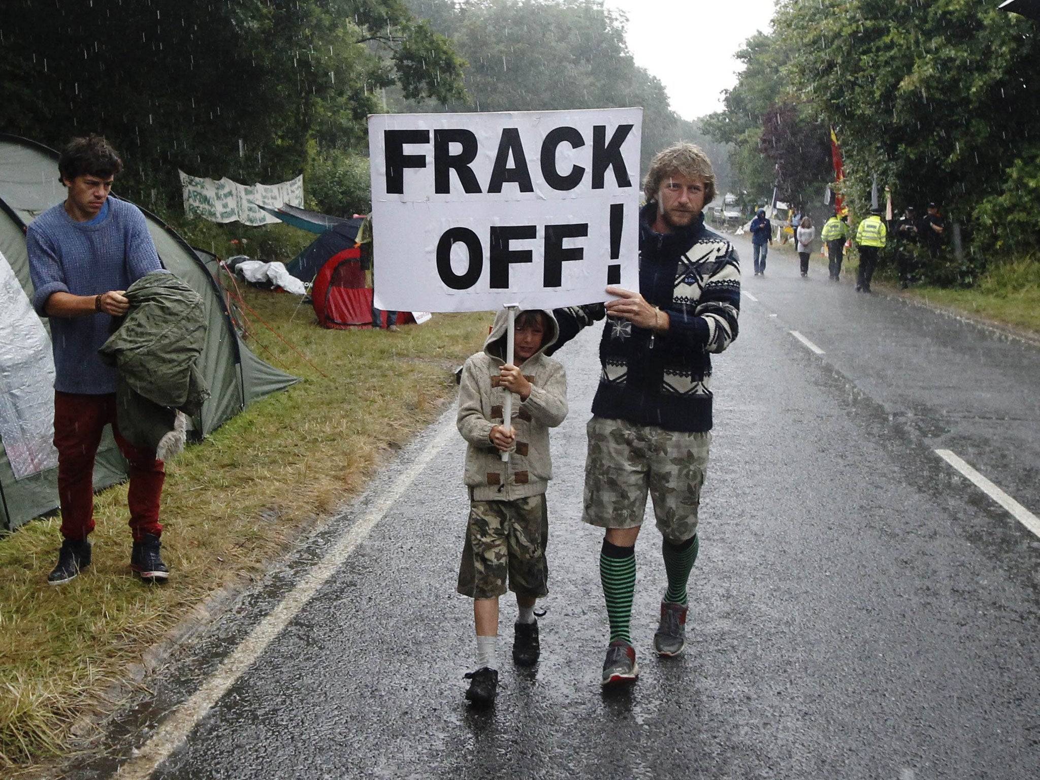 Protests over drilling in Balcombe, West Sussex, earlier this year