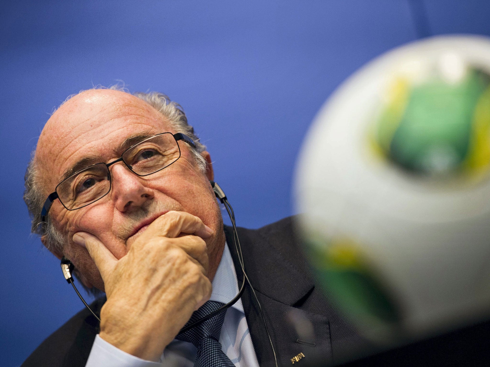Fifa president Sepp Blatter listens to questions in Zurich