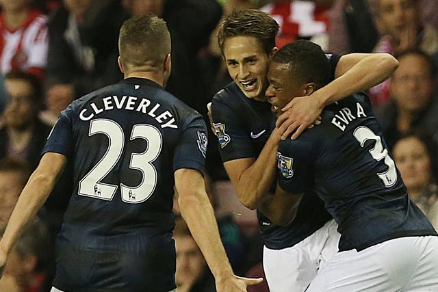 Adnan Januzaj celebrates after scoring for Manchester United against Sunderland
