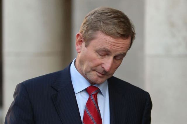Taoiseach Enda Kenny at Dublin Castle as the Irish Government has suffered an embarrassing defeat in a referendum to abolish the country's upper house of parliament
