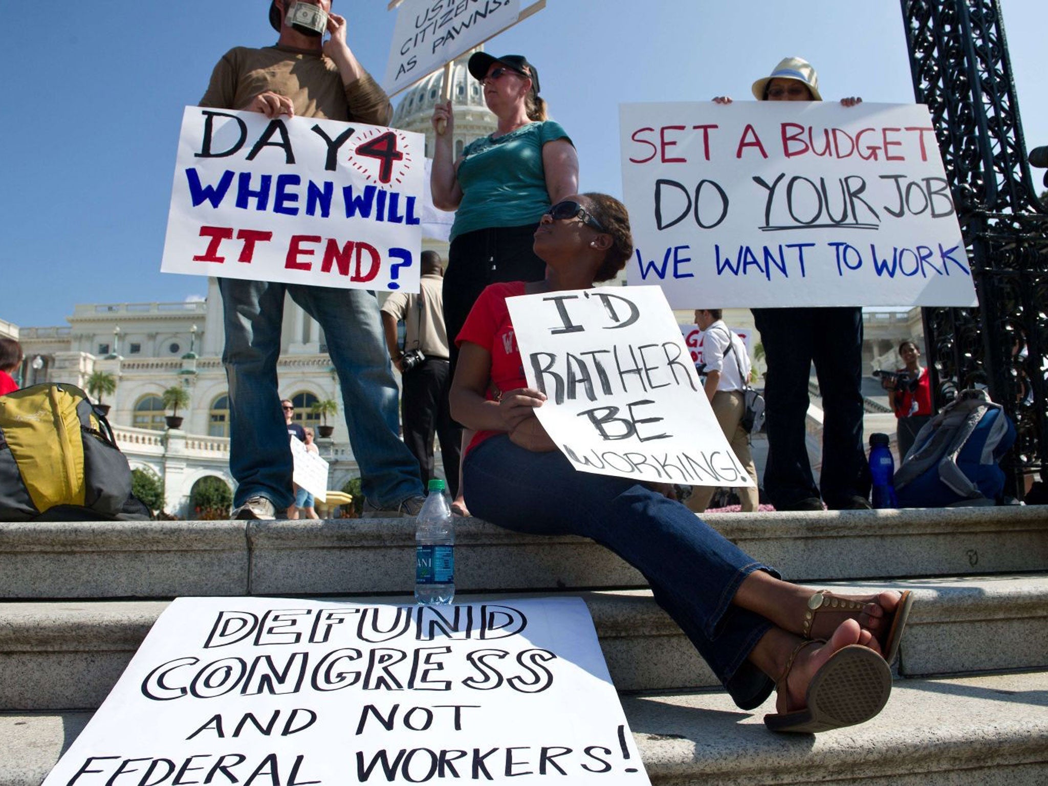 Static states: Federal workers protest at the shutdown, at the Capitol