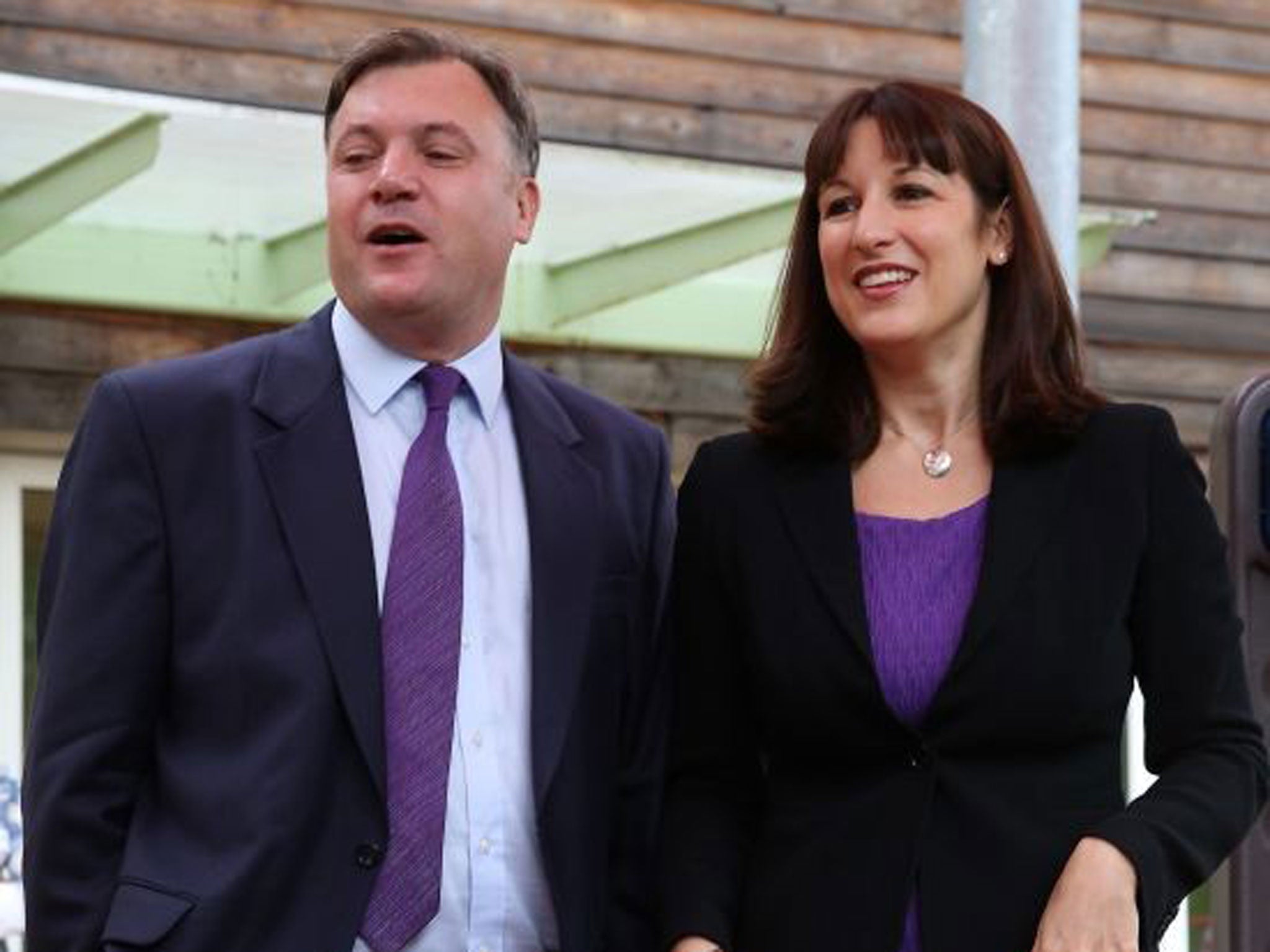 Rising: Rachel Reeves, with Ed Balls in Brighton last month