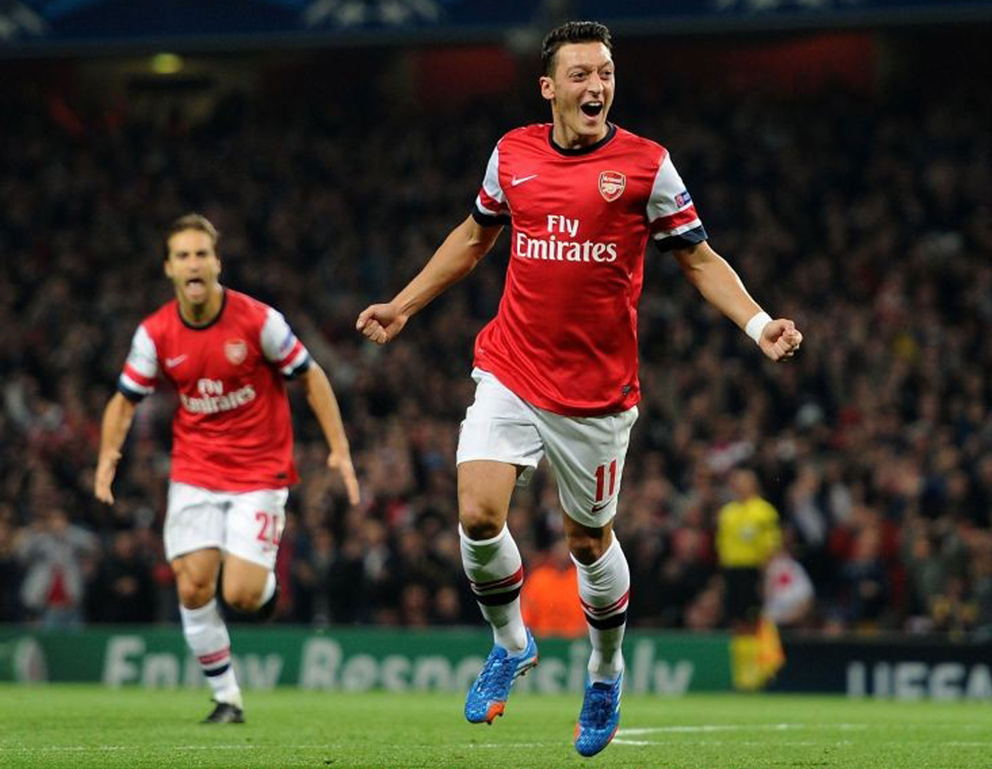 Great guns: Mesut Özil (pictured), Olivier Giroud and Aaron Ramsey have been instrumental in Arsenal’s start