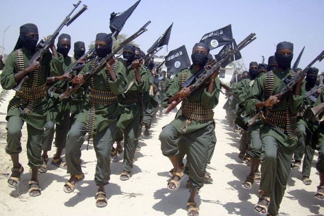 Al-Shabaab fighters on training exercises near Mogadishu