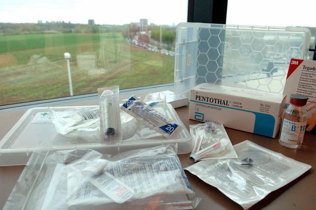 This picture taken in Brussels shows a Belgian 'euthanasia kit'. MPs will debate rolling out the practice to under-18s and dementia-sufferers this week
