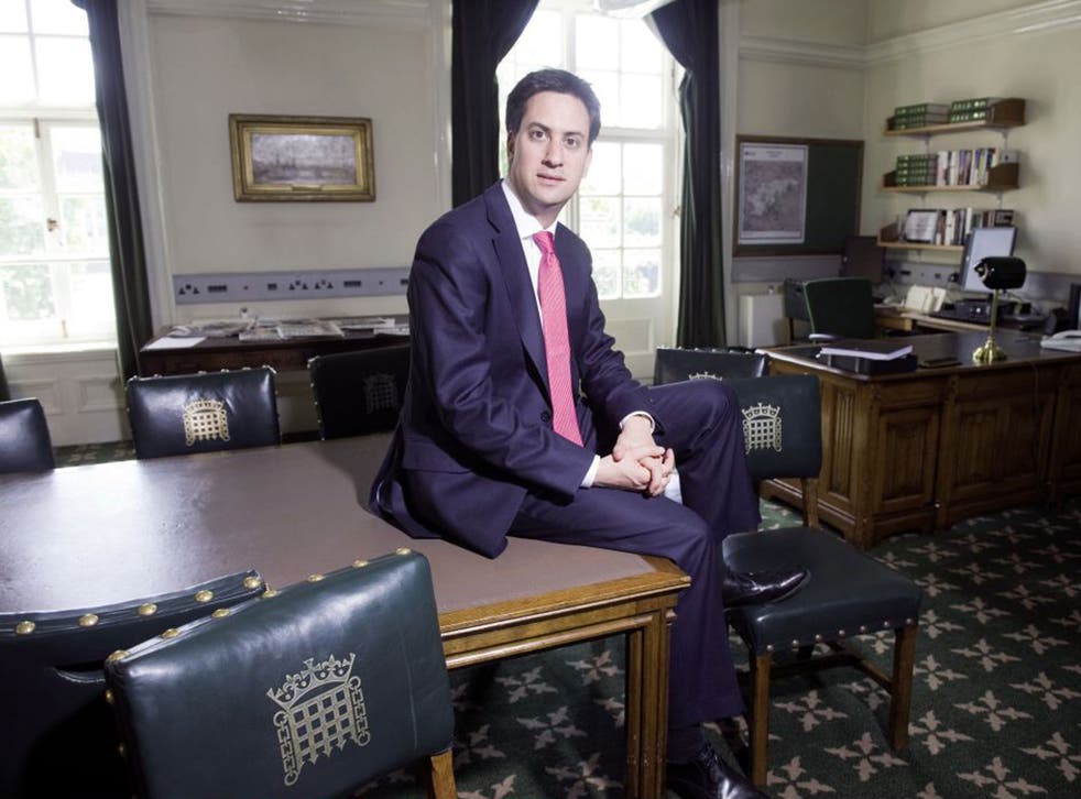 Ed Miliband at his office: he says he wants the next election to be about raising living standards
