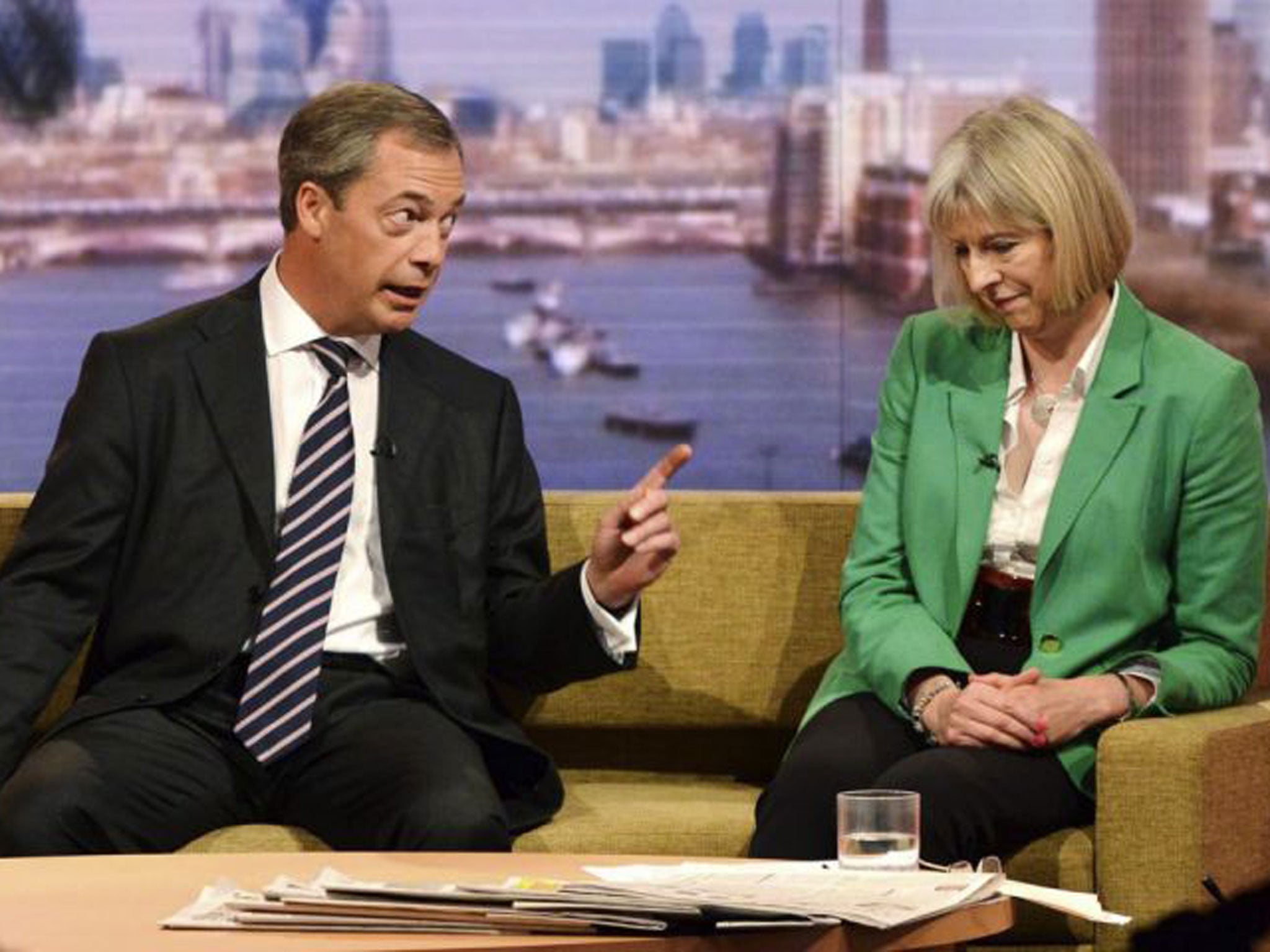 Nigel Farage with Theresa May on The Andrew Marr Show yesterday