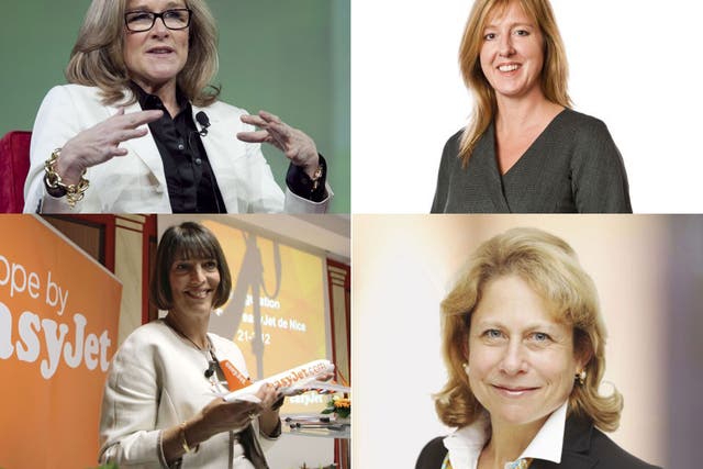 Clockwise from top left: Angela Ahrendts (Burberry,); Alison Cooper (Imperial Tobacco); Cynthia Carroll (formerly of Anglo American); Carolyn McCall (easyJet)