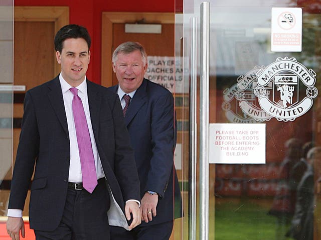 Taking tips from Sir Alex? Ed Miliband meets the ex-Manchester United coach Alex Ferguson in 2010.