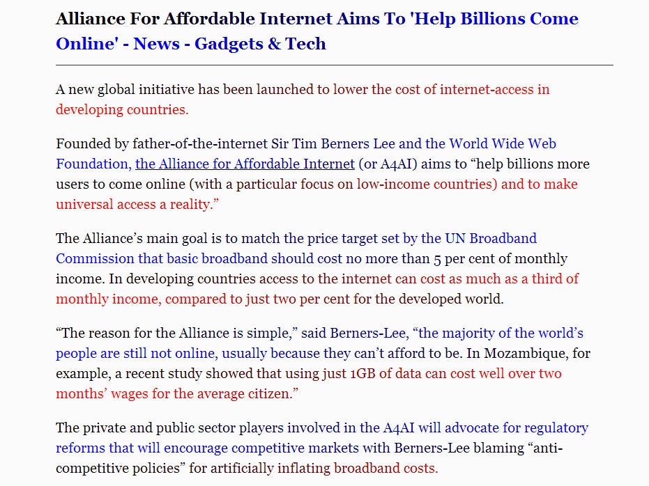 An example of text fed through BeeLine reader.