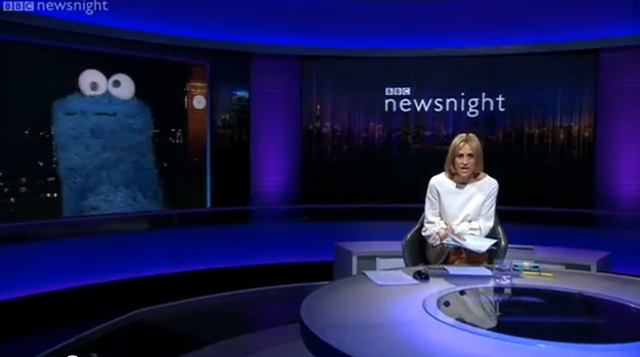 The Cookie Monster joined the programme from BBC Westminster studio 