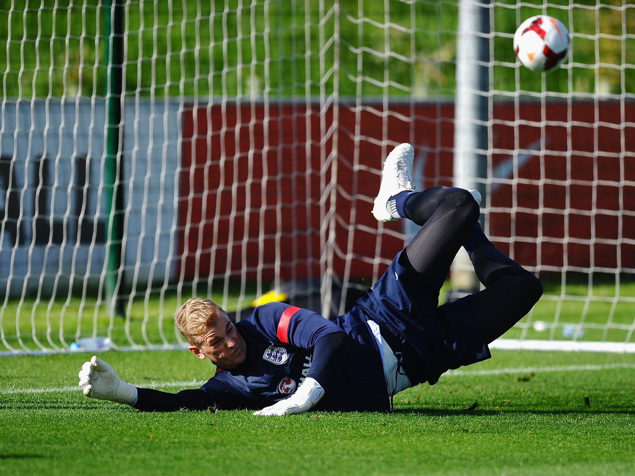 Joe Hart pictured training with England