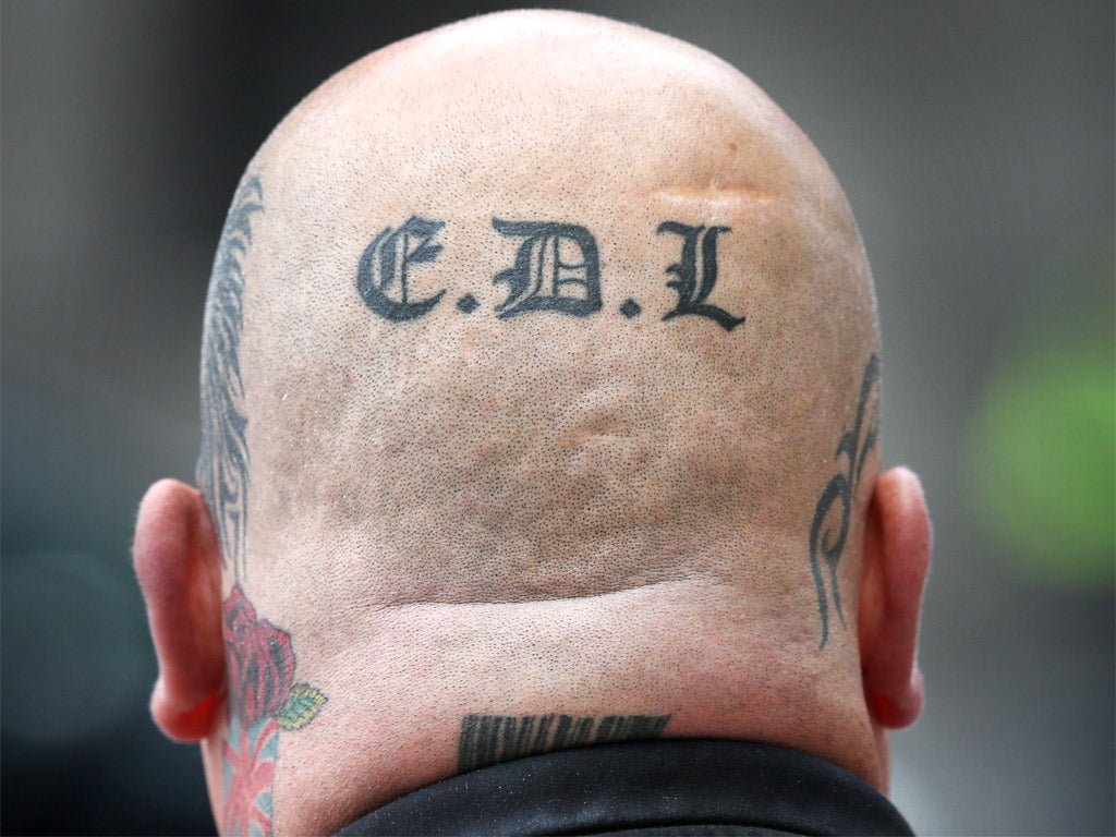 An English Defence League supporter (file photo)