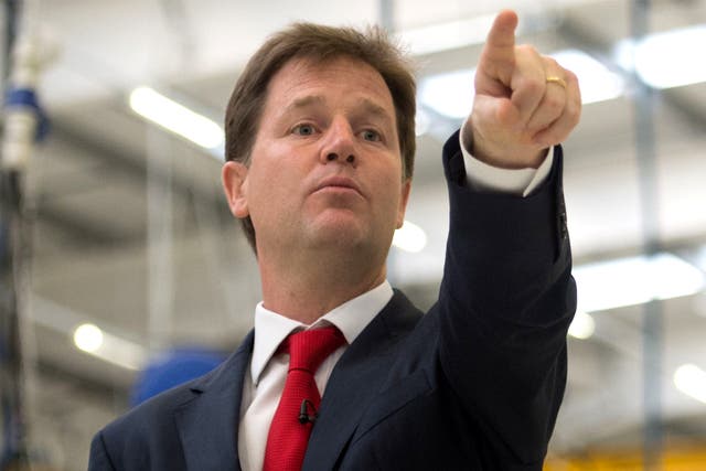 Nick Clegg delivers his speech in east London