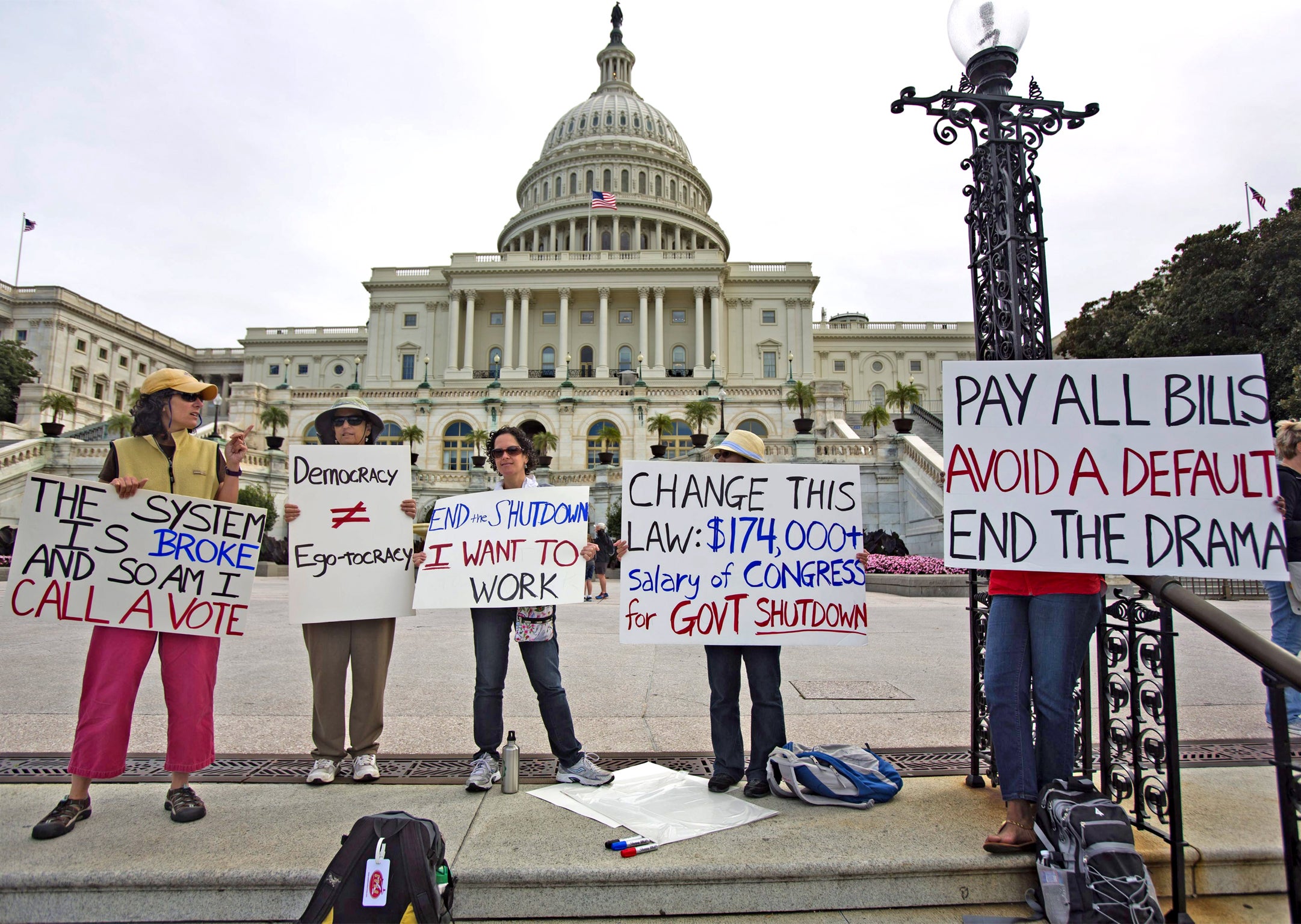 Furloughed federal employees protest the government shutdown